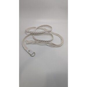 White Braided Cord Tie-Belt with Silver Ring